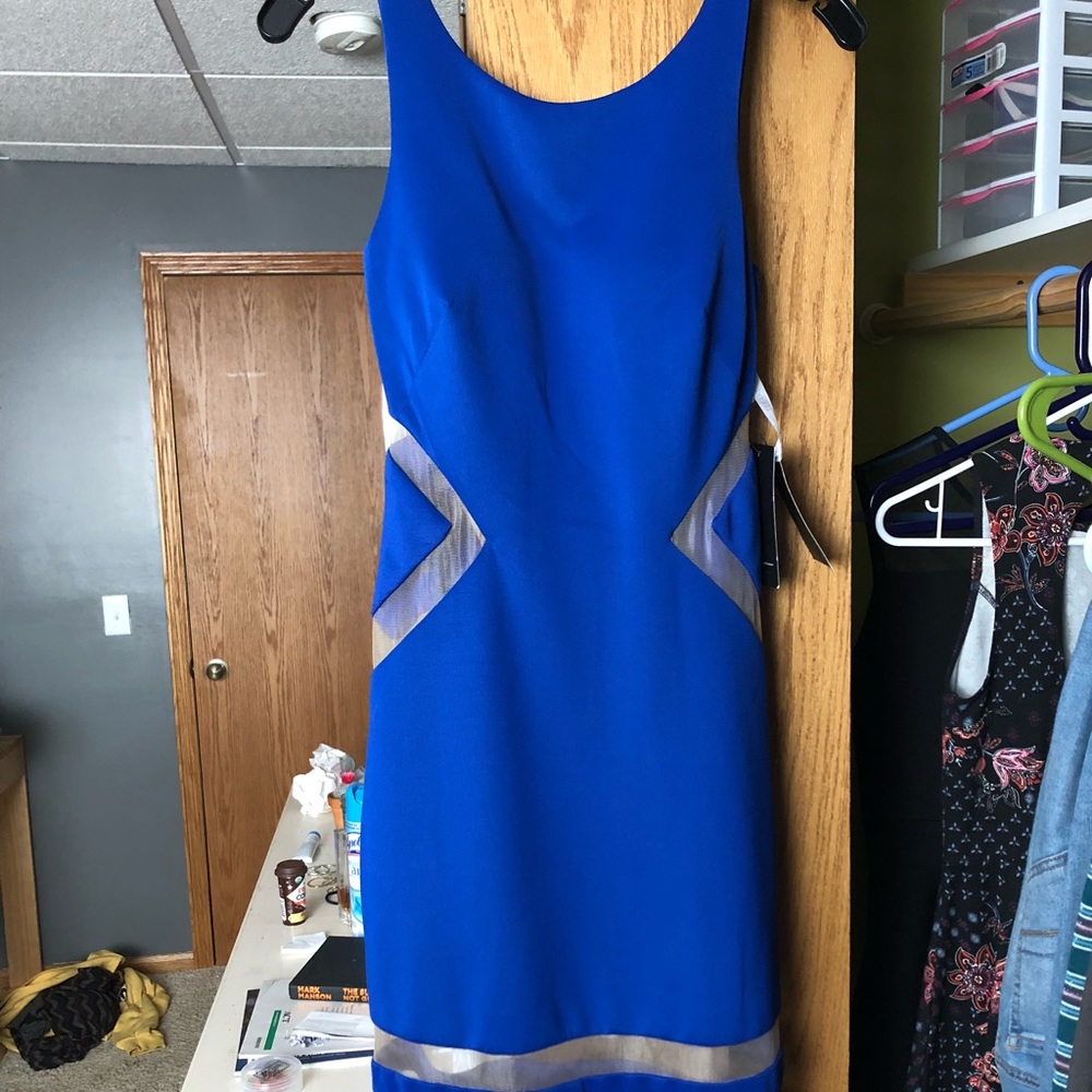 Terani Couture royal blue prom dress